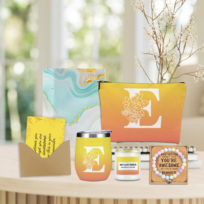 Initial E Monogrammed Gifts for Women Personalized Gifts for Women Teacher Boss Manager Coworker Employee Christmas Appreciation Farewell Promotion Housewarming Birthday Monogram Gift Basket Set