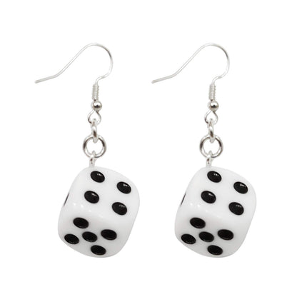 ROSTIVO Dice Dangle Earrings for Women Funny Novelty Cube Jewelry Gag Gift Cute and Quirky Accessory