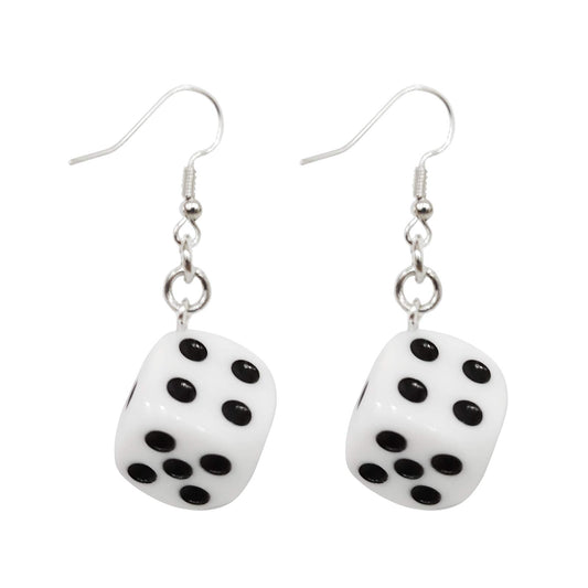 ROSTIVO Dice Dangle Earrings for Women Funny Novelty Cube Jewelry Gag Gift Cute and Quirky Accessory