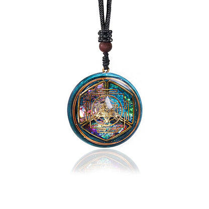 Da Piao Liang Sacred Geometry Orgone Pendant Necklace with Metatron's Cube & Mandala Design - SBB Copper Wire Energy Amulet, Black Adjustable 26-Inch Cord Chain for Spiritual Healing