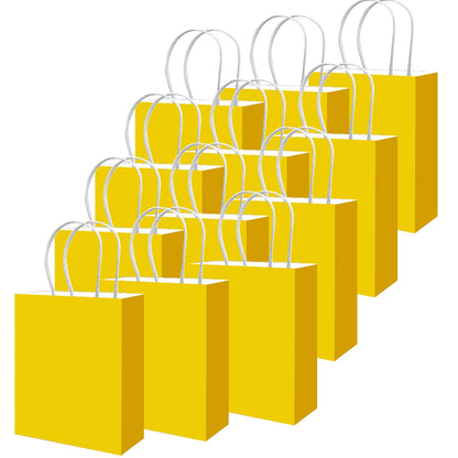 qiqee 100PCS Gift Bag with Handles Bulk Bright Yellow Paper Bags Assorted Sizes(33pcs Large 13",33pcs Medium 11",34pcs Small 8")