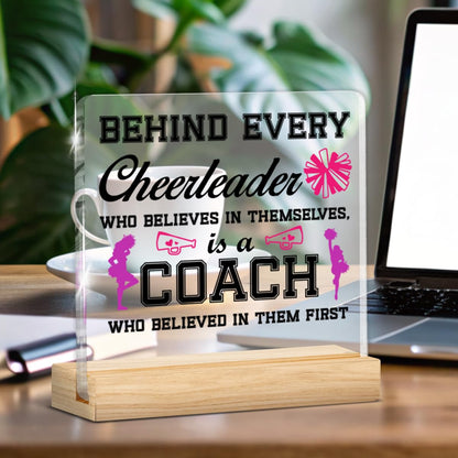 Cheer Coach Gifts, Gift for Cheerleading Coach Thank You Appreciation Birthday Retirement End of Year, Acrylic Plaque Sign Home Office Decor