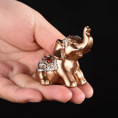Brass Statu BRABUD Gold Resin Small Elephants Statues Home Decor Collection Gift Set of 6 BS123 (Gold)