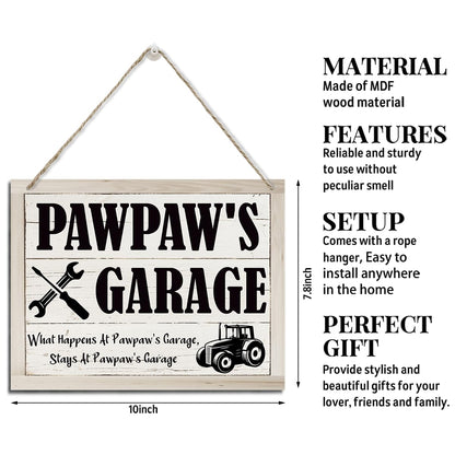 Rustic Pawpaw Wood Sign - Hanging Wall Plaque Decor for Farmhouse & Funny Garage - Father's Day Gift