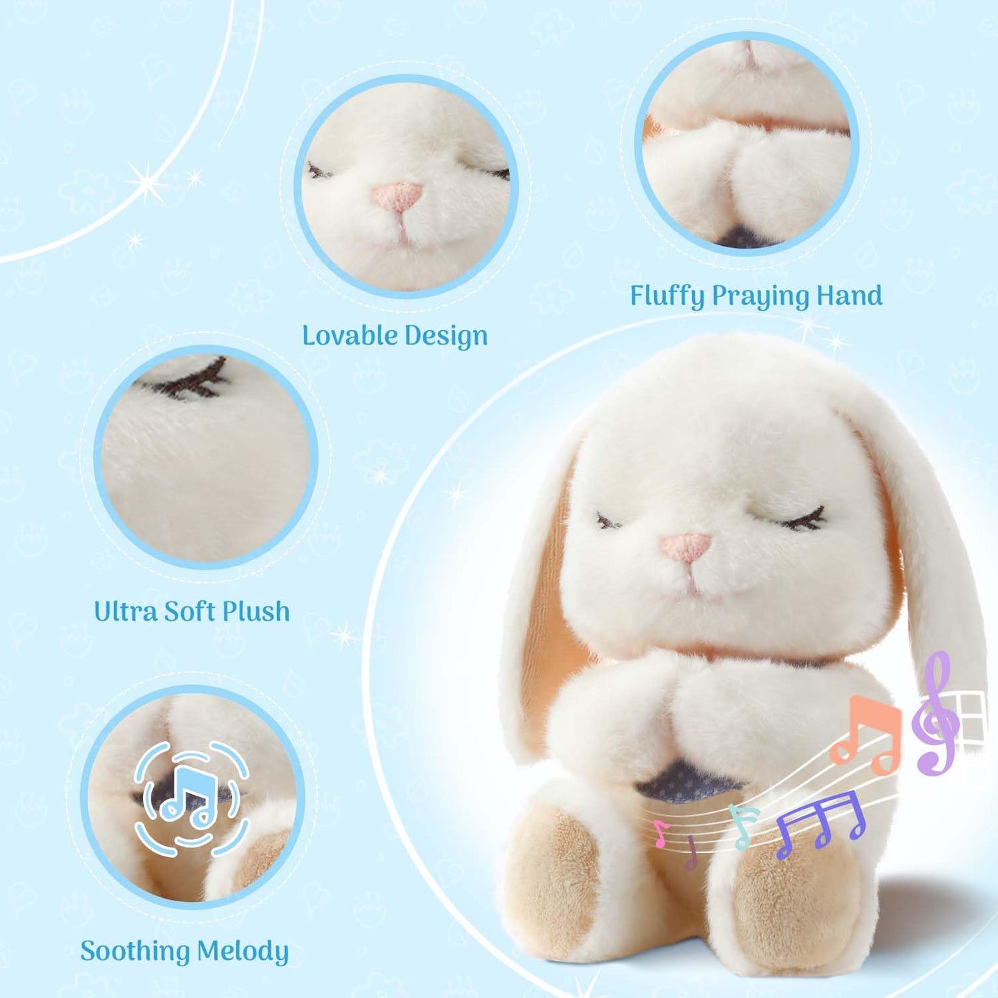 Baptism Gifts for Boys, Catholic Christening, Baby Dedication & Baptismal Gift Set for Baby Boys & Kids, with 9" Musical Praying Bunny Plush Toy & Everybunnies' Blessing Book in Keepsake Box