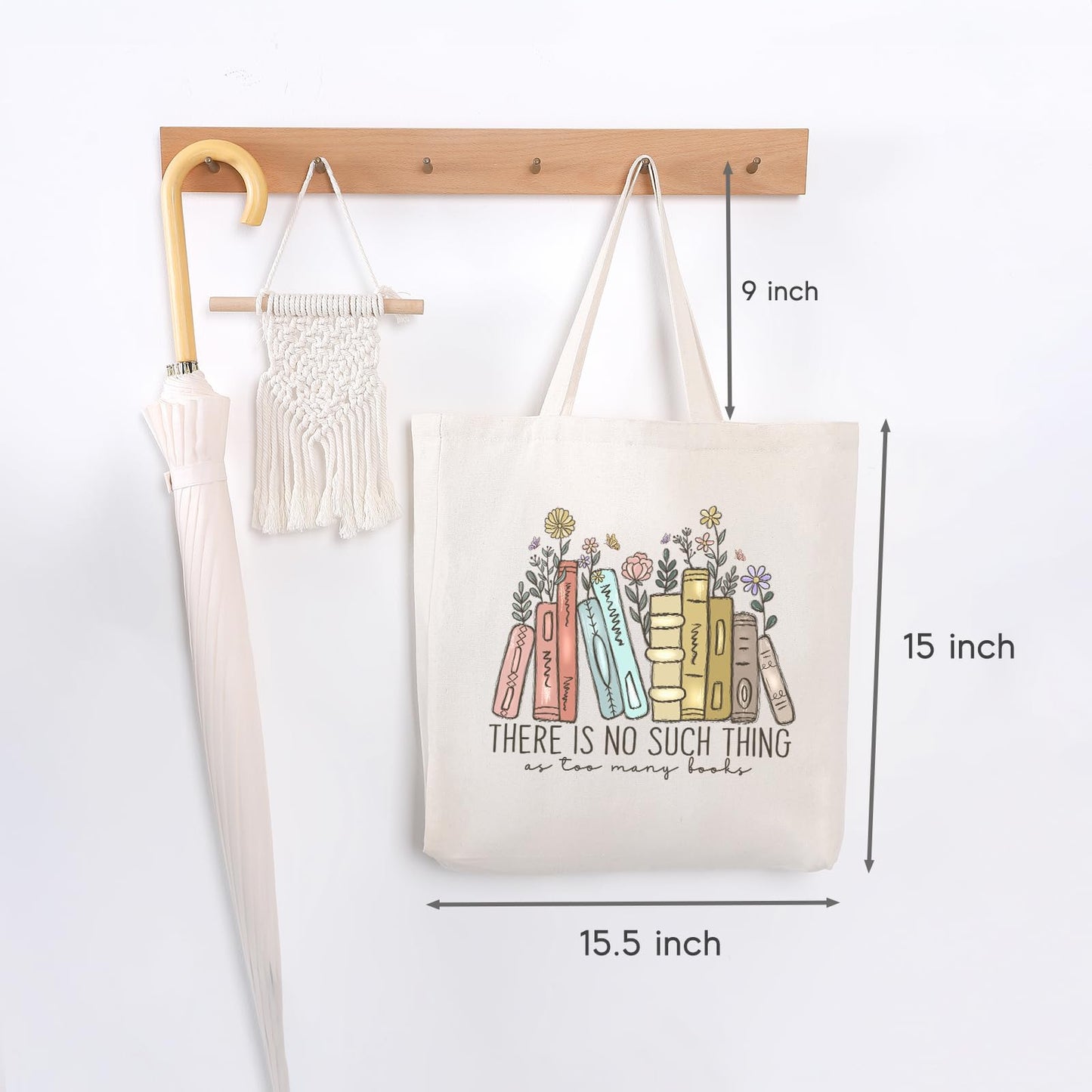 LEADO Cute Canvas Tote Bag with Pocket, Book Lovers Gifts - Mothers Day, Birthday, Book Club Gifts for Book Lovers Women - Reading Accessories, Librarian, Bookish, Readers, Teacher, Library Present