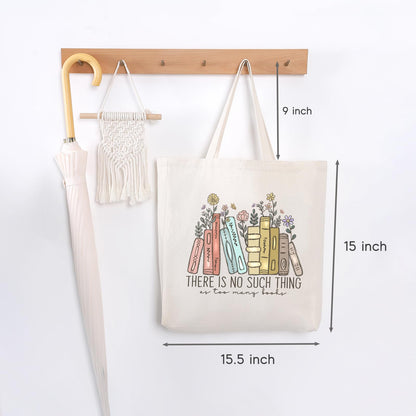 LEADO Cute Canvas Tote Bag with Pocket, Book Lovers Gifts - Mothers Day, Birthday, Book Club Gifts for Book Lovers Women - Reading Accessories, Librarian, Bookish, Readers, Teacher, Library Present