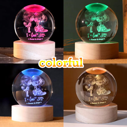 Love You Gift for Her Lovers 3D Crystal Ball Couple Gift Valentine's Gifts idea for Women 60mm Glass Romantic Gift for Wife Globe Decor I Love You Gifts Anniversary Christmas Birthday Gifts