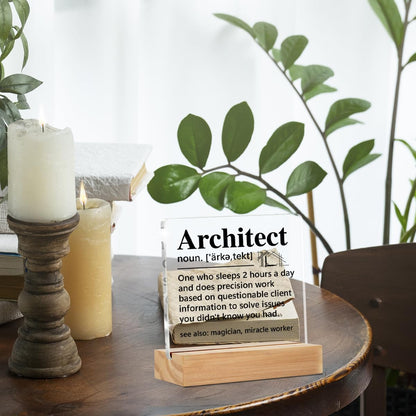 Architect Gifts for Men Women, Funny Architecture Architectural Engineering Gifts, Architect Definition Clear Desk Decorative Sign Office Home Acrylic Decor