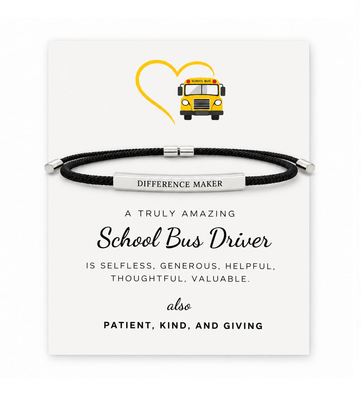 VIY Personal Card School Bus driver appreciation gifts, Best bus driver gifts, Difference maker bracelet for women, Difference maker gift, End of school year gift for coworkers