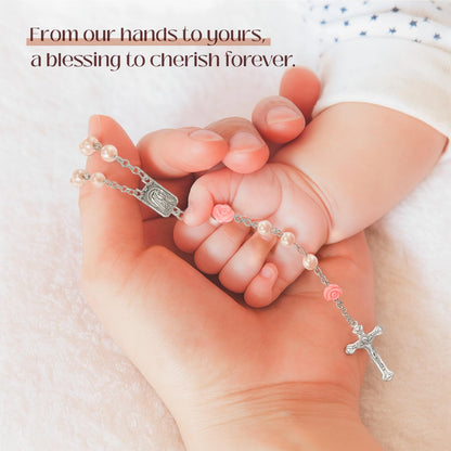 Baptism Gifts for Girl - My First Rosary with Silver-Plated Keepsake Box, Catholic Christening Gift Set, Pink Rosary for Kids, Baptism, First Communion & Baby Dedication Gifts for Girls from Godparent