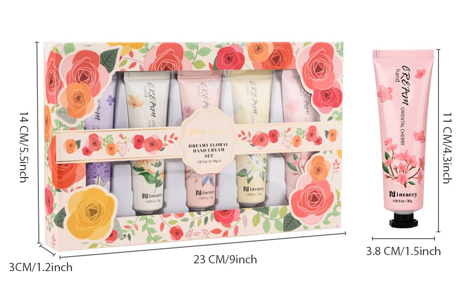 Hand Cream Gift Set - Relieve Extremely Dry Hands, Women's Hand Cream Travel Set, an easy-to-absorb hand cream to relieve dry discomfort after washing your hands. Ideal for holiday gifts.5 x1.0 oz/30ml