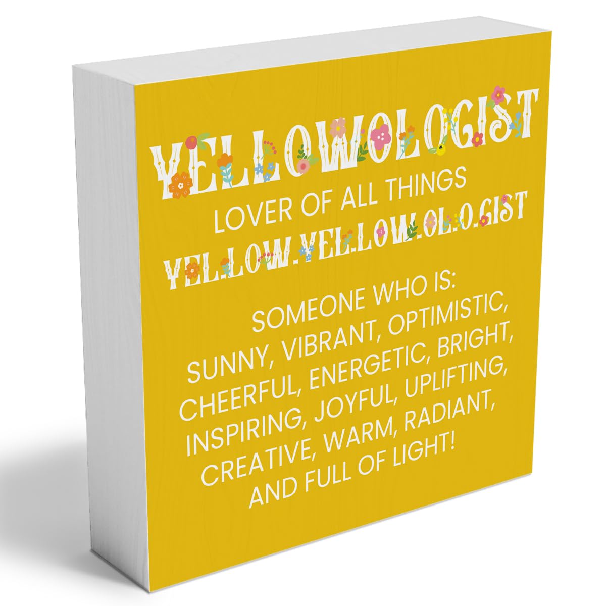 Yellow Gifts for Women Men, Birthday Gifts for Mom Sister Friends,Yellow Acrylic Decor for Bedroom Office Home Signs Decorations （4 x 4 Inches）