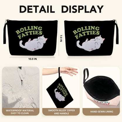 Funny Weed Gift Leaf Makeup Bag Cat Lover Gifts Cosmetic Bags for Women Nurse Cats Themed Gifts Zipper Pouch Bag Cat Lady Gift Weed Stuff Travel Toiletry Bag for Birthday Christmas