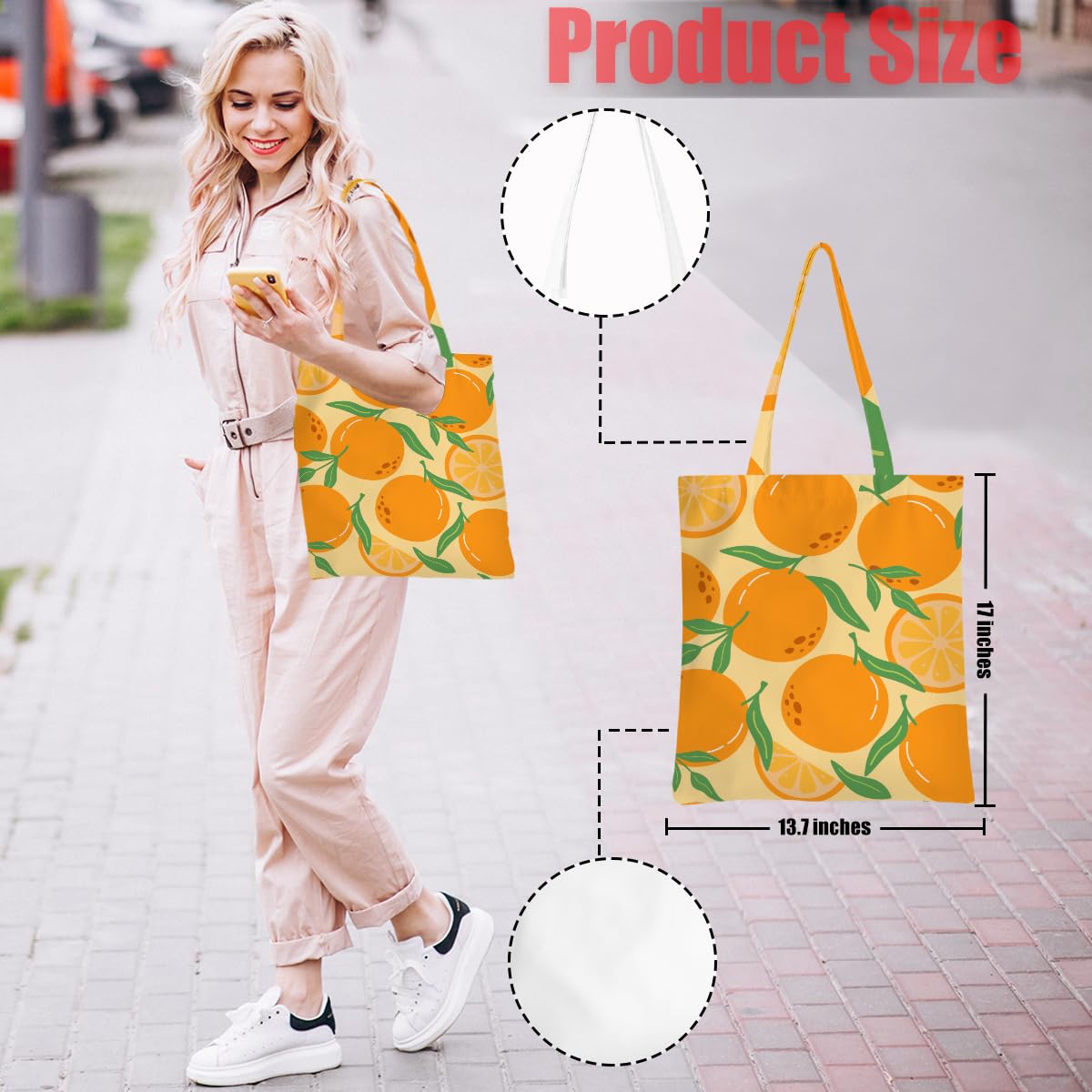 Hanamiya Na Tote Bag with Zipper Pockets, Tote Bag Reusable Shopping Grocery Bags Birthday Gifts for Women, Weekender Bags
