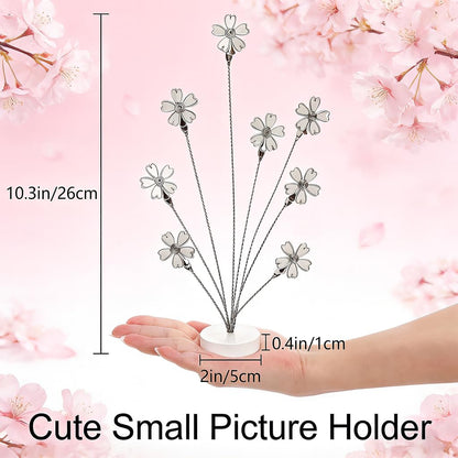 Hacaroa Photo Tree Holder with Clips, 8-Branch Gift Card Holder Christmas Money Family Tree Picture Stand for Greeting Cards, Memos, Notes, Wedding, Graduation, White Sakura