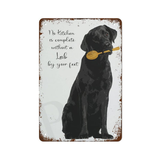 Black Lab Kitchen Art Print,Creative Tin Sign Skeleton, Funny Novelty Metal Sign, Vintage Wall Decor for Home Door Garden Bar Restaurant Cafe Office Shop Bar Club Sign Gift 12 x 8 Inch