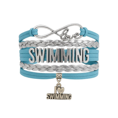 Infinity Collection Swim Bracelet-Swimming Charm Bracelet- Love Swim Jewelry - Gift For Swimmers, Swim Team
