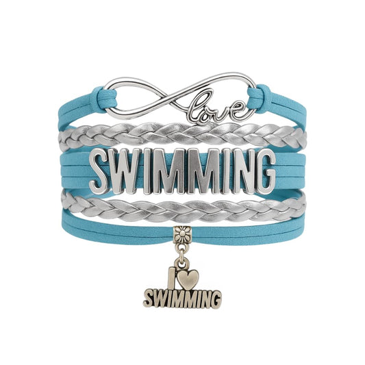 Infinity Collection Swim Bracelet-Swimming Charm Bracelet- Love Swim Jewelry - Gift For Swimmers, Swim Team