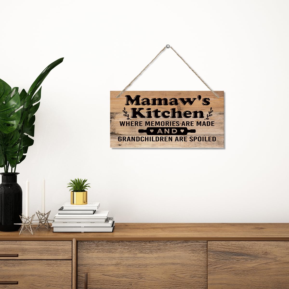 Mamaw's Kitchen Sign - Where Memories Are Made and Grandchildren are Spoiled, Mamaw Home Decor for Kitchen, Decorative Hanging Wall Plaque Wood Sign, Mamaw Gift from Grandson Granddaughter