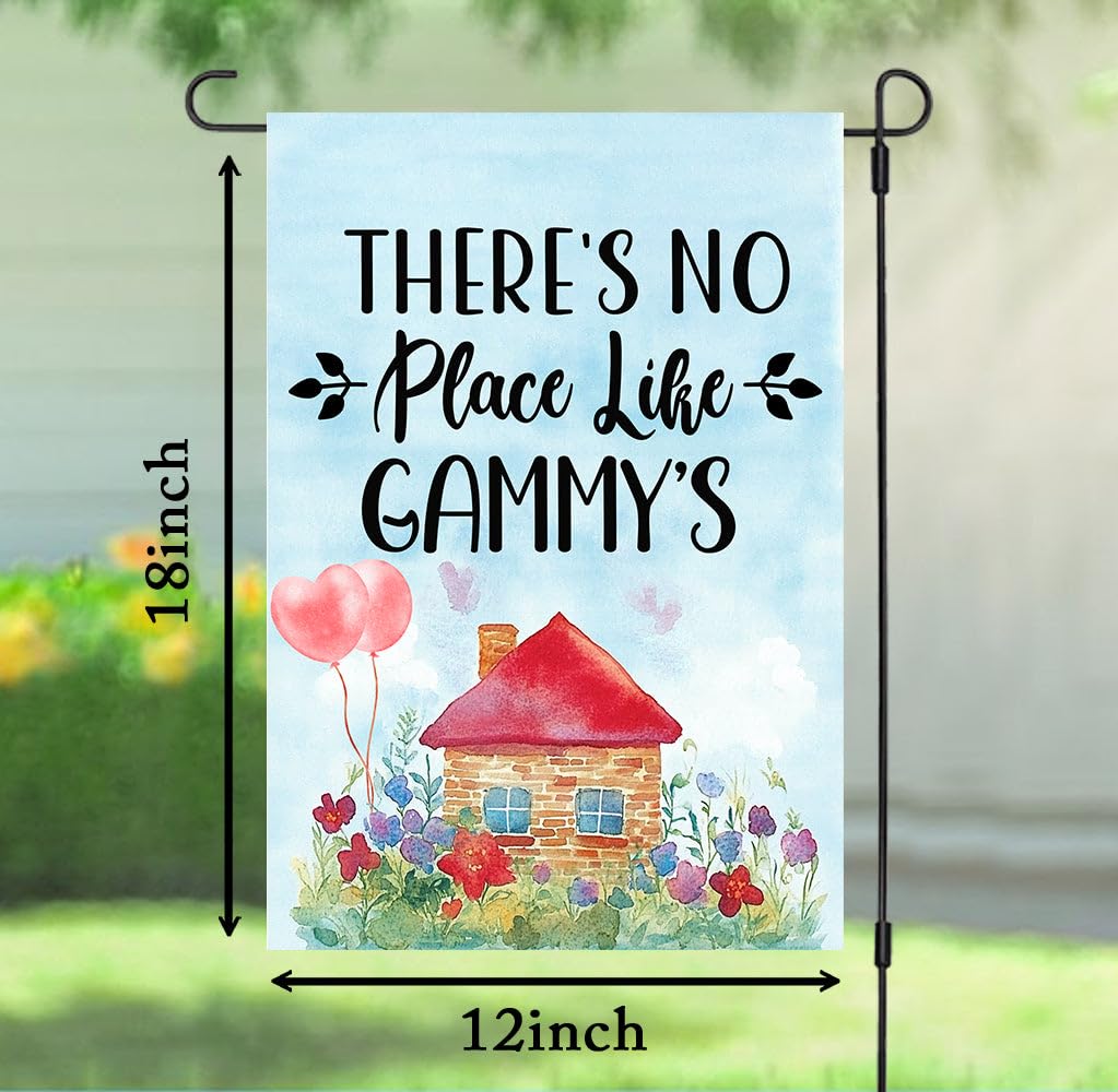 There's No Place Like Gammy's Garden Flag, Gammy Flag, Gammy Mothers Day Gift, Gammy Garden Flag, Mothers Day Garden Flag, Double Sided Printed Flag For Outdoor Garden Decoration