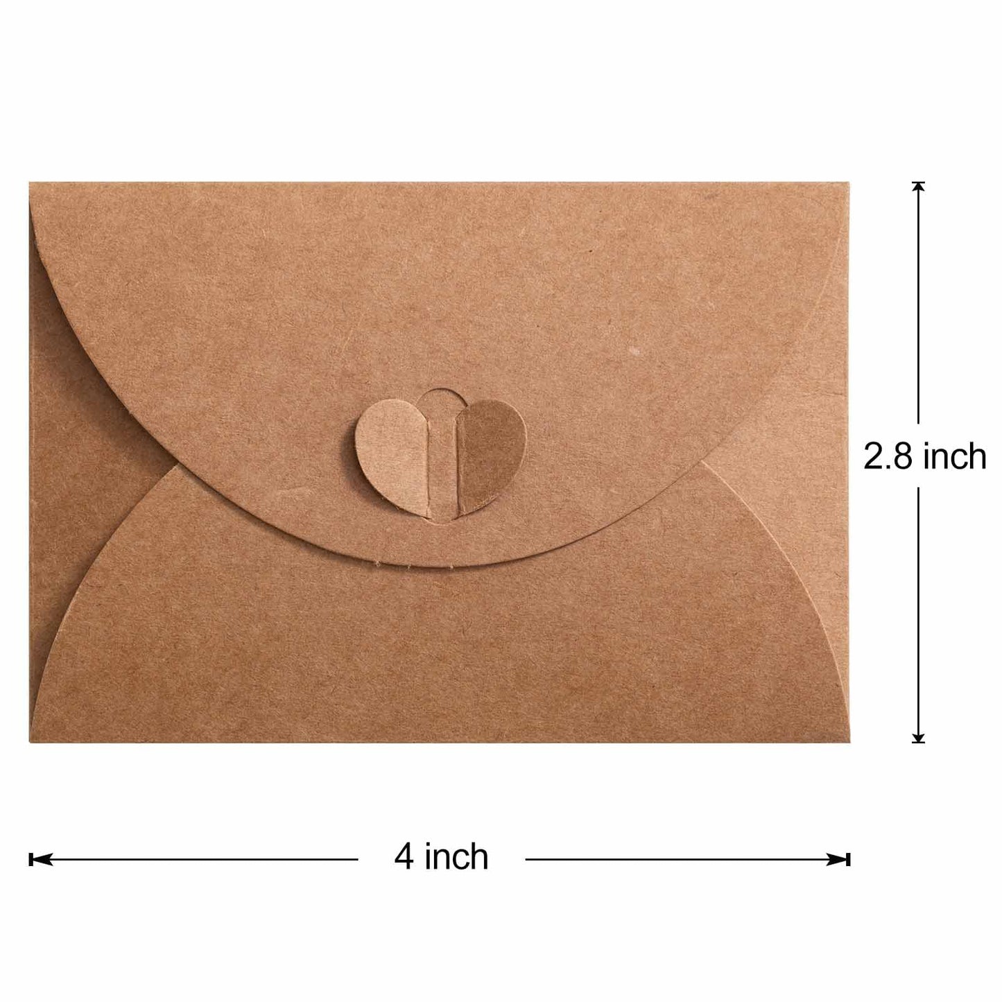 Primbeeks 100 Pcs Premium Gift Card Envelopes, 4 x 2.8 inch Gift Card Holders, Mini Seed Kraft Paper Cute Envelopes with Heart Clasp for Gift Cards, Weddings Favors, Party Favors