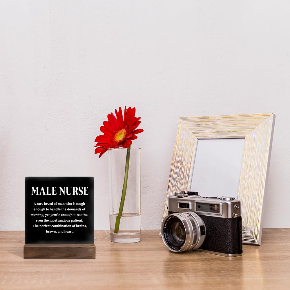 Male Nurse Definition Acrylic Sign with Wooden Stand, Appreciation Gifts for Male Nurse Healthcare Worker, Men Nurse Gifts, Thank You Nurse Gifts, Nurses Week Gifts for Men