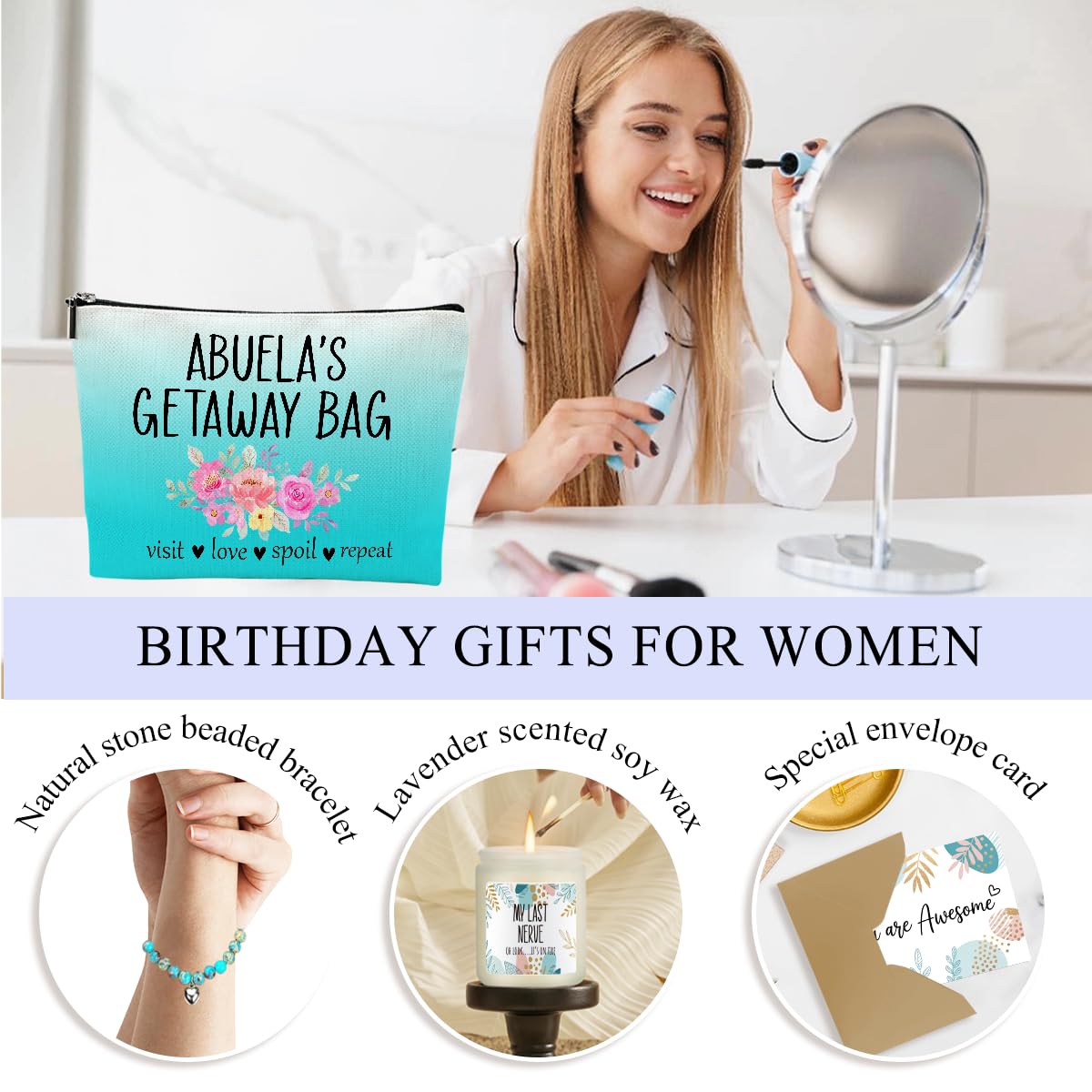 Abuela Grandma Gifts, Grandma Birthday Gifts, Funny Christmas Thank You Abuela Gift from Granddaughter for Women Female Grandmother Grandmom Nana Mimi Grammy Mothers Day Appreciation Gift Basket Set