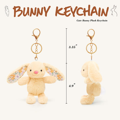 LUICONMO Teen Easter Basket Stuffers, Easter Gifts for Women Teens Adults Cute Bunny Plush Keychain Gifts for Teens Girl with Ceramic Carrot Candle Easter Gifts for Teen Girls Boys