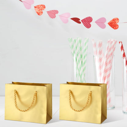 Fainne 24 Pcs Gold Mini Gift Bags with Handle Gift Card Bags Bulk Extra Small Paper Party Favor Boxes Tiny for Mother's Day Wedding Baby Shower Birthday Wrapping Supplies, 4.7 x 3.9 x 2.3 Inch
