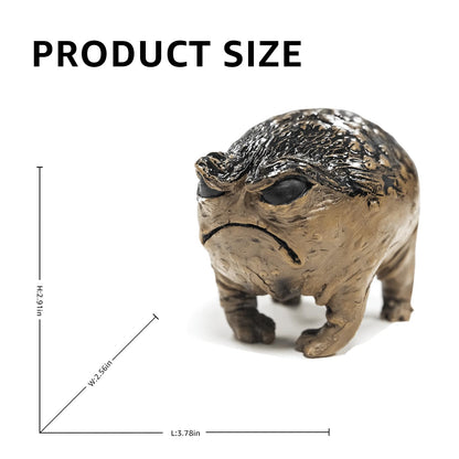 Weird Grumpy Angry Frog Toad Statue – Ugly Cute Resin Sculpture for Garden, Desk or Home Décor, Tiny Novelty Figurine with Gift Box, 1pcs