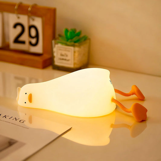 YR YRHH-PET Existential Crisis Duck Lamp, Squishy Kid Cute Lying Flat Duck Night Light, Rechargeable Ducky Lay Touch Lamp, College White Elephant Gifts, Boy Girl Fun Birthday Gift, Safe Silicone Decor