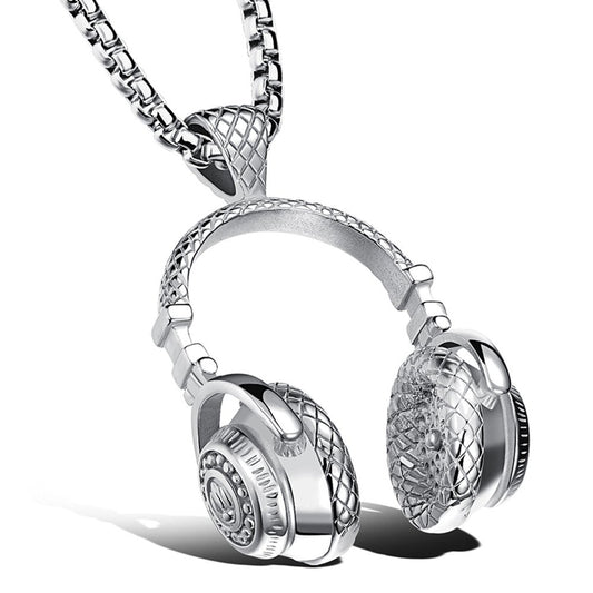 fashion Stainless Steel Headphone Pendant Necklace for Men