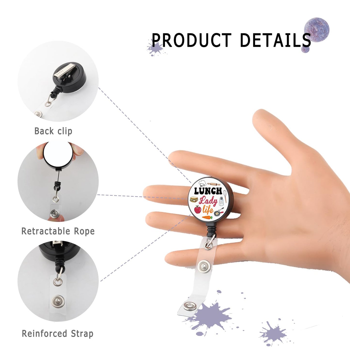 Lunch Lady Badge Reel Retractable ID Badge Holder Cafeteria Worker Gifts School Lunch Ladys Gift (Lunch Lady Badge Reel)