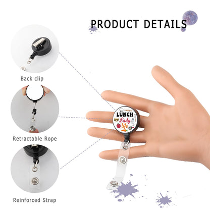 Lunch Lady Badge Reel Retractable ID Badge Holder Cafeteria Worker Gifts School Lunch Ladys Gift (Lunch Lady Badge Reel)