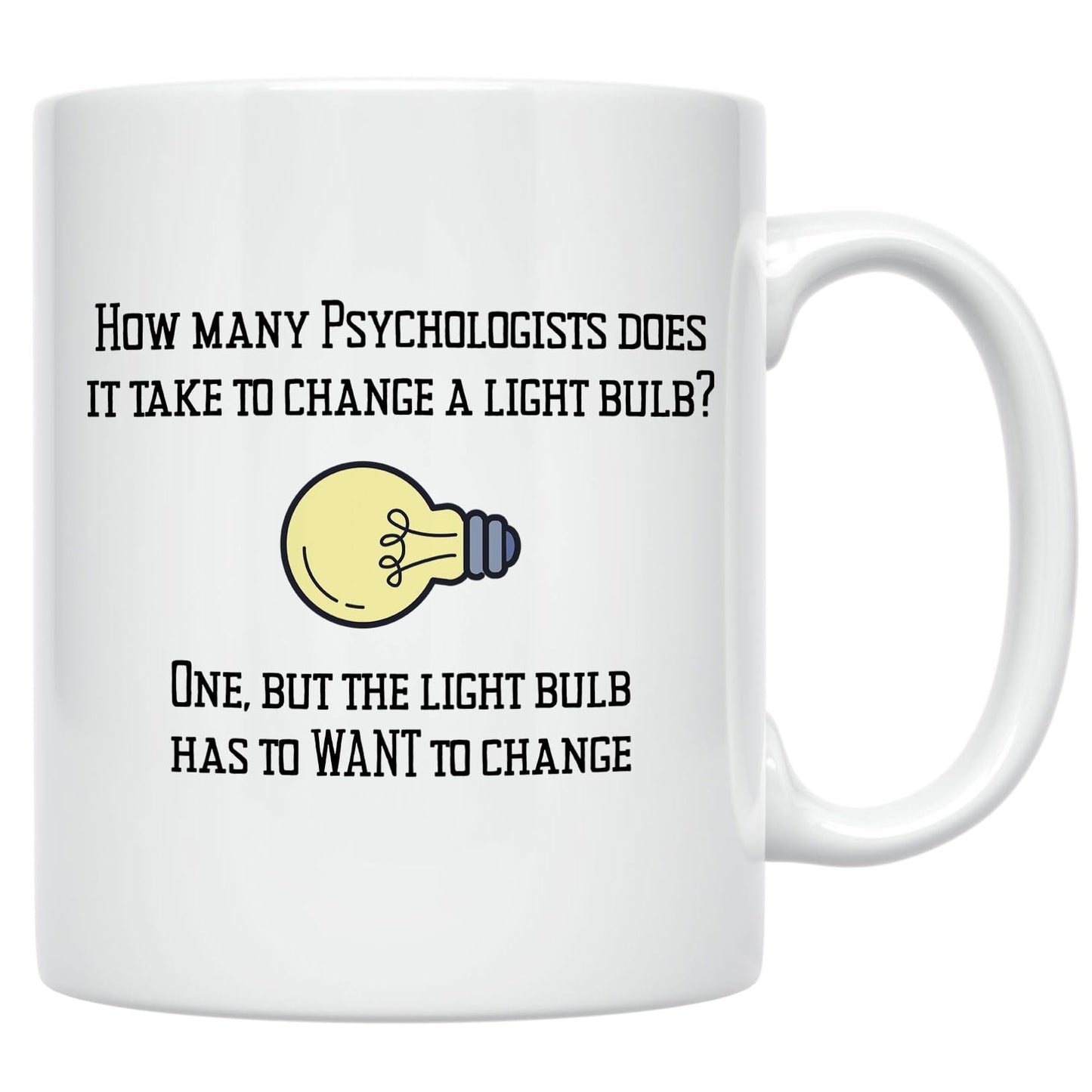 Casitika Psychology Gifts. 11 oz White Ceramic Psychologist Coffee Mug. Funny Psychiatrist or Psychologists Light Bulb Joke.