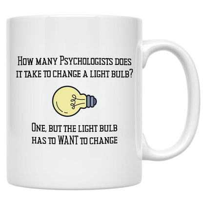 Casitika Psychology Gifts. 11 oz White Ceramic Psychologist Coffee Mug. Funny Psychiatrist or Psychologists Light Bulb Joke.