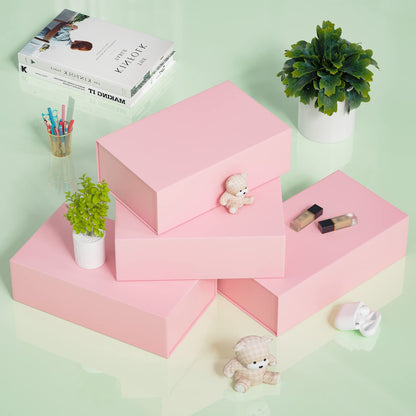 RYDDOY Pink Gift Box, 9.5x6x3'' Gift box for Presents with Lids Magnetic Closure Rectangle Collapsible for Bridesmaid Proposal Box, Wedding, Christmas, Halloween, Birthday Gift Packging