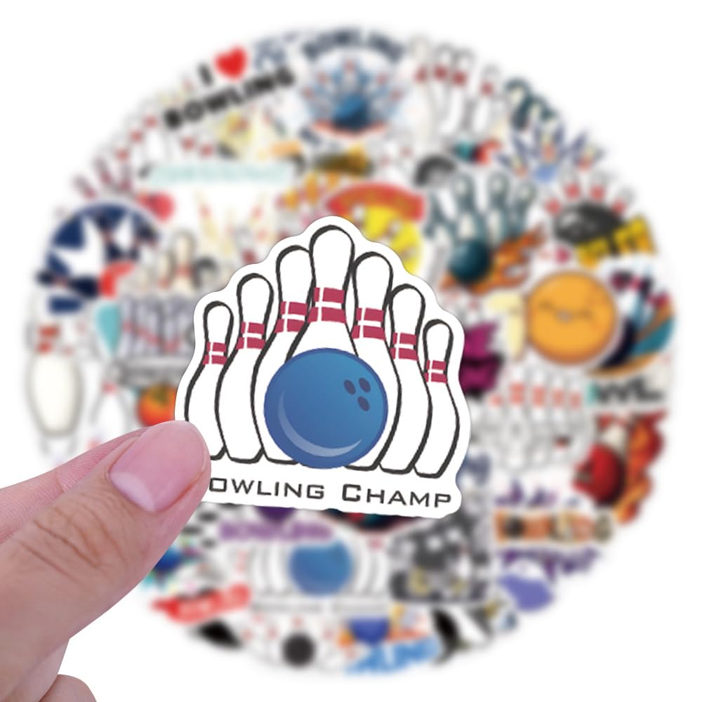 Bowling Stickers 55PCS, Life Bowling Decals Waterproof Vinyl for Water Bottles,BowlingSticker for Luggage, Teaching Incentives, Gifts for Kids, Teens and Adults