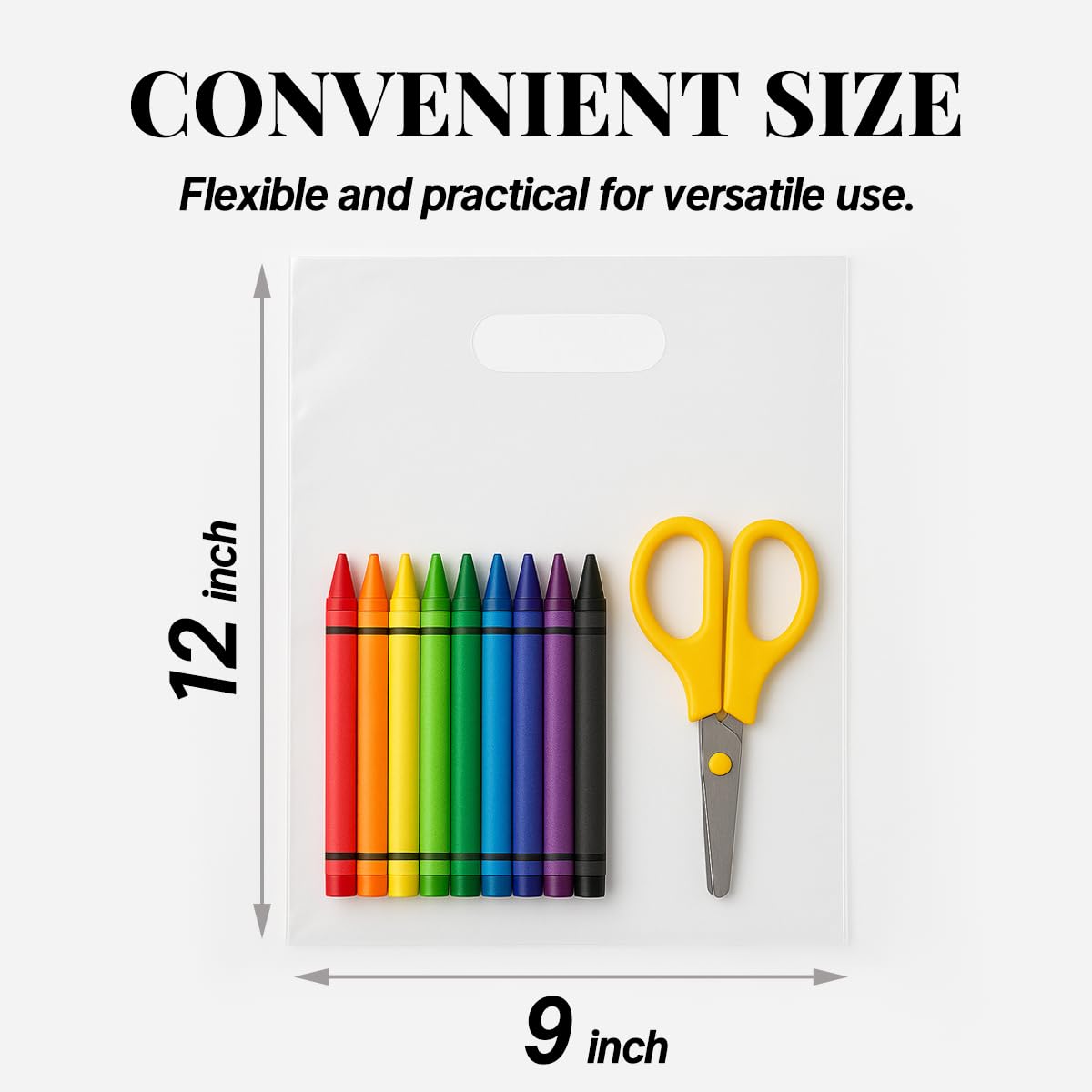 100PCS Clear Plastic Bags with Handles 9"x12" Shopping Bags, Small Plastic Gift Bag for Retail, Merchandise, Boutiques, and Small Business Packaging