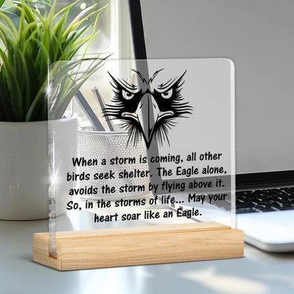 Inspirational Scouts Gifts, Graduation Gift for Boy Scouts Son, May Your Heart Soar Like an Eagle Clear Acrylic Desk Decorative Sign Home Decor