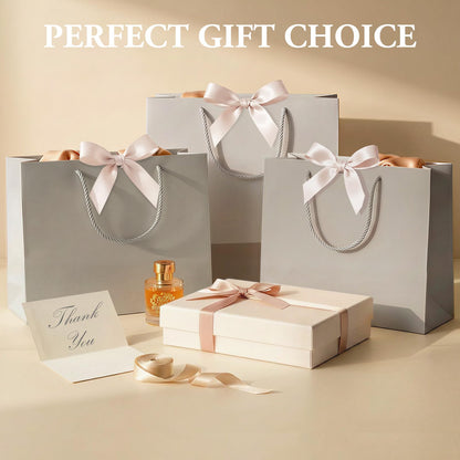 MESHA Gift Bags Set with handles and Bow Ribbon, 2 Greeting Cards and 1 Matching Envelope with 4 Tissue Paper ,1Pcs Champagne Luxury Portable Paper Gift Bag for Baby Shower Birthday Party Favor Wedding Graduation Mother's Father's Day