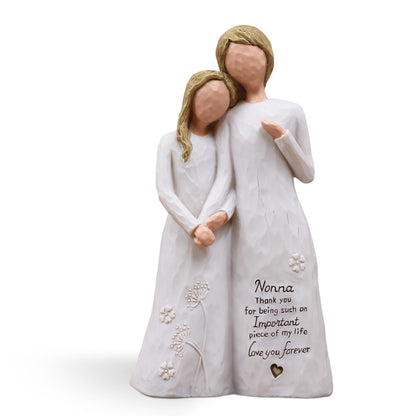 Nonna Gifts for Grandma, Gifts for Nonna, Nona Gift for Mothers Day Christmas Birthday, Grandmother Granddaughter Embrace Hand-Painted Sculpted Resin Figurine