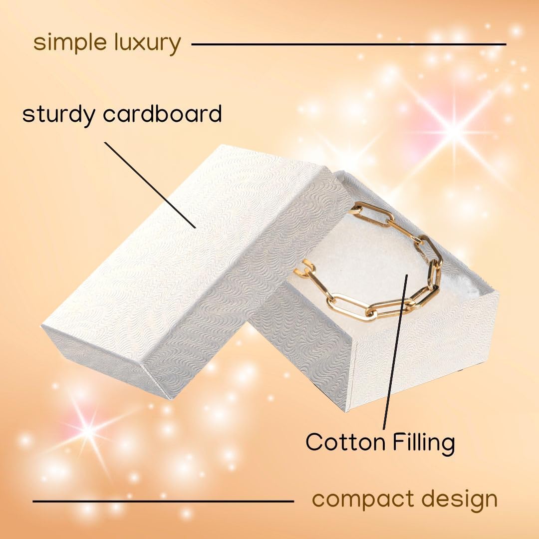 Jewelry Gift Boxes 6 Pack 3.1x2.25x1 inch Cardboard Jewelry Box, Cotton Filled Small Jewelry Gifts Boxes With Lids | For Earring, Bracelet, Necklace, Rings, Gift Boxes For Presents White