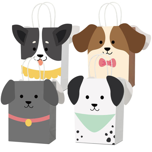 12 PCS Pet Dog Birthday Party Favor Bags Puppy Themed Party Gift Bags Colorful Dog Goodie Paper Bag with Handles Dogs Parties Supplies for Kids Dogs Lovers Puppy Adoption Decorations Supplies
