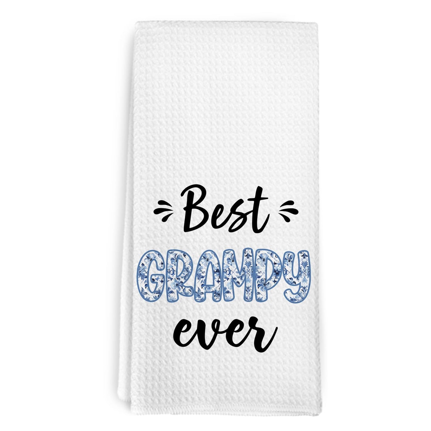 Best Grampy Ever Fathers Day Birthday Gifts Hand Towels for Grampy Grandpa from Grandkids, Chinoiserie Blue and White Grandpa Gifts Kitchen Dish Tea Towels for Bathroom Kitchen Decor, 16x24Inch