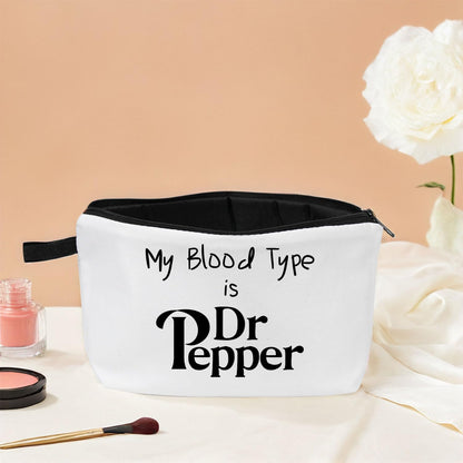 My Blood Type is Dr P Letter Print Women Makeup Bag Travel Cosmetic Organizer Bag Small Zipper Toiletry Bag Birthday Gift for who loves Dr P