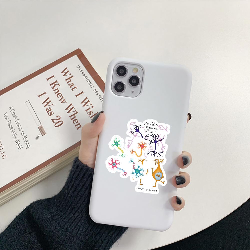 54 Pcs Neuron Stickers, Science Brain Cell Themed Stickers with Sizes 1.3-3 Inches, Waterproof Vinyl Stickers for Laptop Water Bottle Notebook, Educational Sticker for Science Lovers Kids Adults