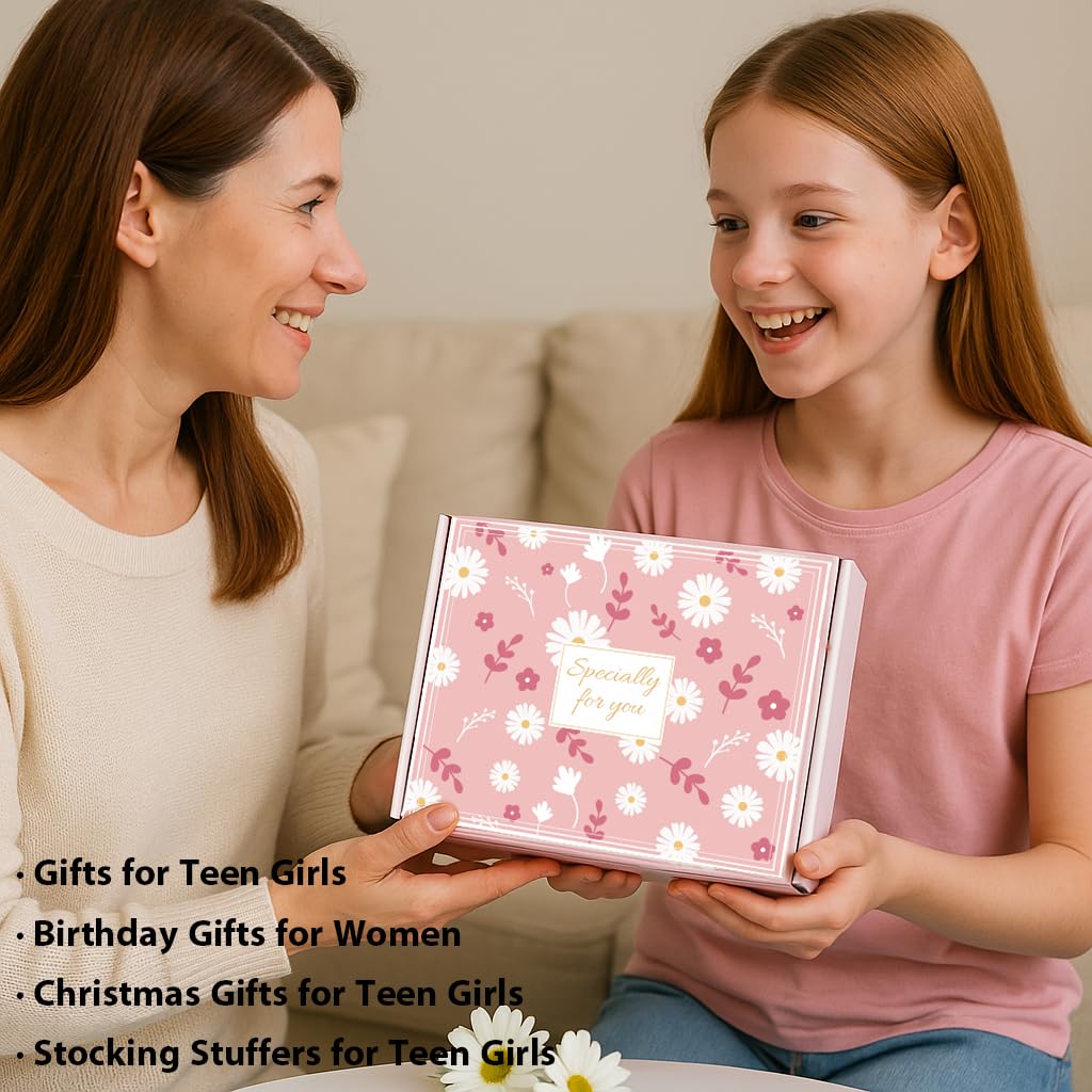 Gifts for Teen Girls, Teen Girl Gifts Trendy Stuff, Graduation Gift For Her Teens Tween Girls, Teenage, Daughter, Sister, Best Friend Birthday Basket for Women Sweet 16th 18th 21st Box Set (Pink)