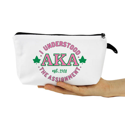 AKA Sorority Gifts Pink Green Sorority Makeup Bag Greek Sorority Cosmetic Bag Toiletry Zipper Pouch Gift for Sisters Women